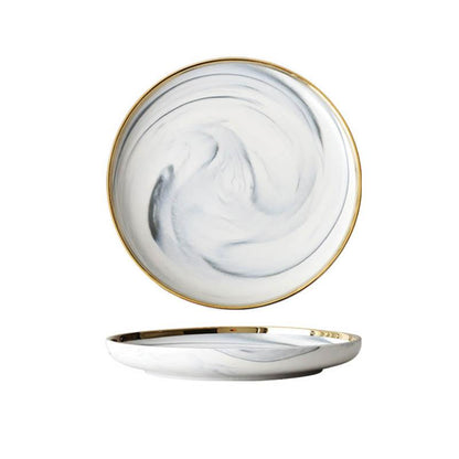 Marbleized Gold Rim Dinnerware